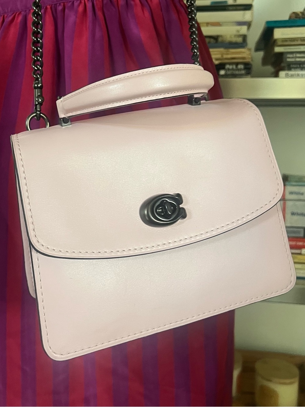 Coach Pale Pink Leather Mini Turnlock Crossbody